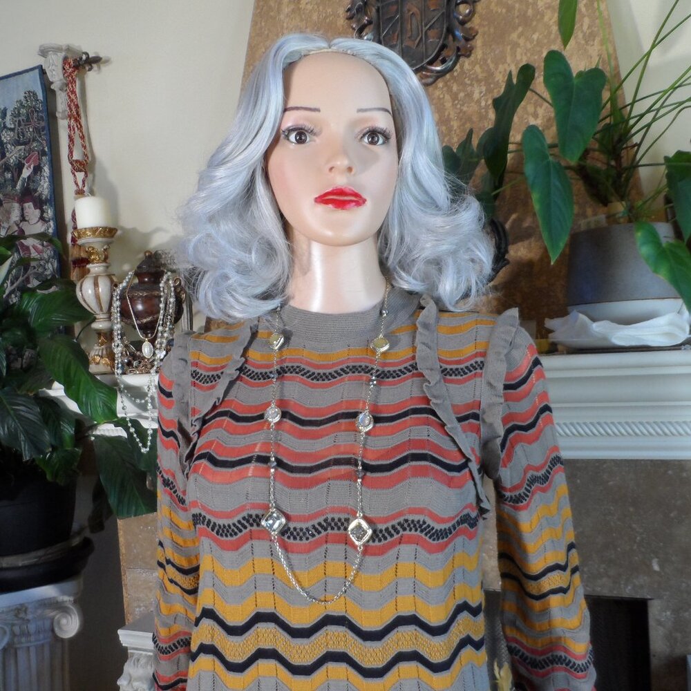 M Missoni Beige Multi Zig Zag Pattern A Line Knit… - image 4